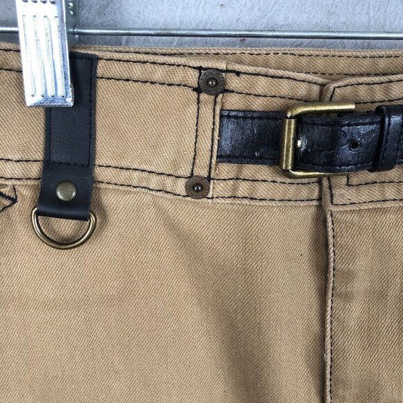 Ralph Lauren Jeans Co Denim Skirt Women 6 Brown Pencil Leather Buckle Western - Picture 7 of 16